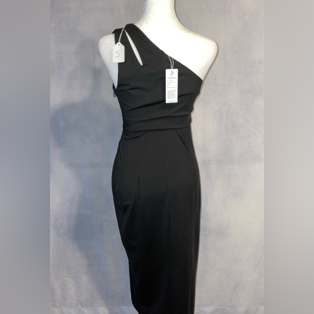 Zalalus women’s size small fitted little black dress with slit one shoulder - Picture 4 of 10